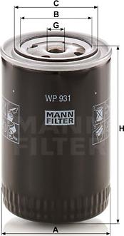Mann-Filter WP 931 - Eļļas filtrs autodraugiem.lv