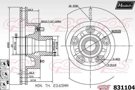 Maxtech 855094 - Bremžu diski autodraugiem.lv