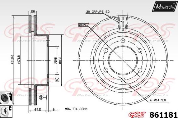 Maxtech 6254000 - Bremžu suports autodraugiem.lv