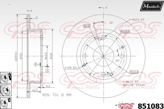 Maxtech 72941005P - Virzulis, Bremžu suports autodraugiem.lv