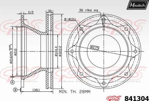 Maxtech 841304.0000 - Bremžu diski autodraugiem.lv