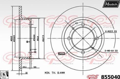 Maxtech 855040.0080 - Bremžu diski autodraugiem.lv