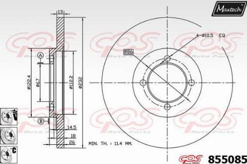 Maxtech 855085.6880 - Bremžu diski autodraugiem.lv