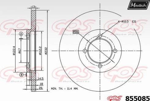 Maxtech 855085.0000 - Bremžu diski autodraugiem.lv