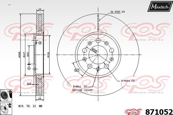 Maxtech 855088 - Bremžu diski autodraugiem.lv