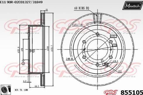 Maxtech 855105.0060 - Bremžu diski autodraugiem.lv