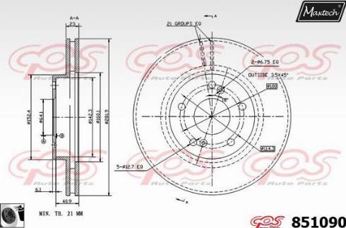 Maxtech 851090.0060 - Bremžu diski autodraugiem.lv