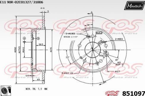 Maxtech 851097.0060 - Bremžu diski autodraugiem.lv