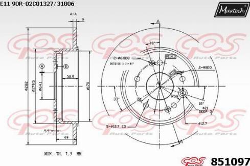 Maxtech 851097.0000 - Bremžu diski autodraugiem.lv