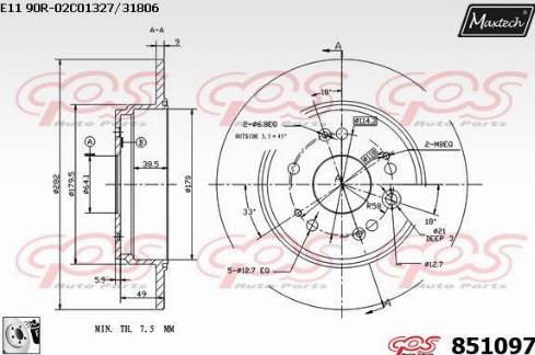 Maxtech 851097.0080 - Bremžu diski autodraugiem.lv