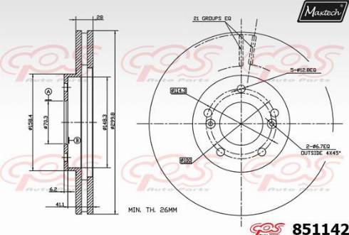 Maxtech 851142.0000 - Bremžu diski autodraugiem.lv