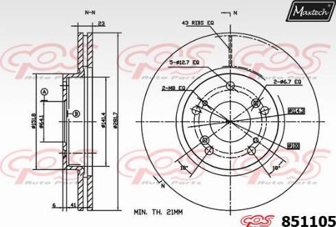 Maxtech 851105.0000 - Bremžu diski autodraugiem.lv