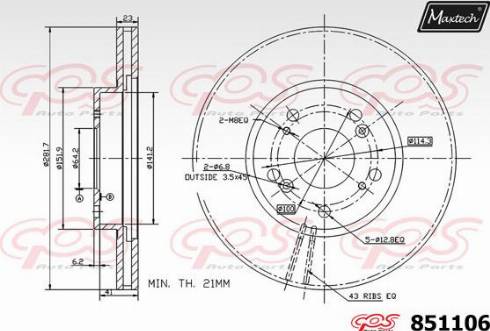 Maxtech 851106.0000 - Bremžu diski autodraugiem.lv