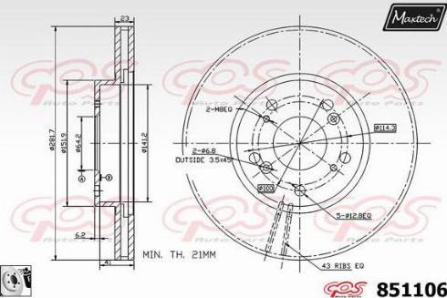 Maxtech 851106.0080 - Bremžu diski autodraugiem.lv