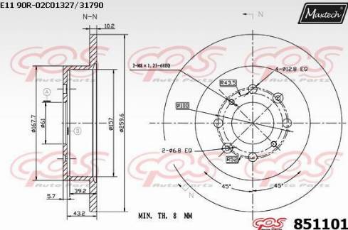 Maxtech 851101.0000 - Bremžu diski autodraugiem.lv