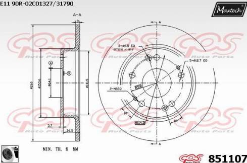 Maxtech 851107.0060 - Bremžu diski autodraugiem.lv