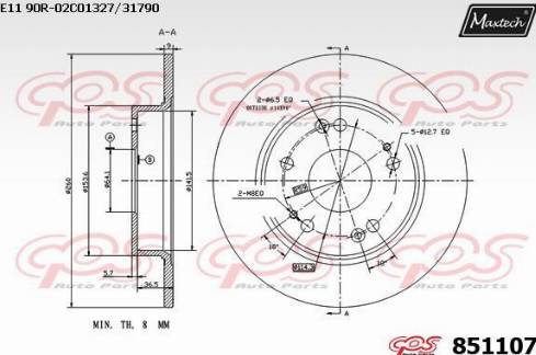 Maxtech 851107.0000 - Bremžu diski autodraugiem.lv