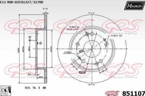 Maxtech 851107.0080 - Bremžu diski autodraugiem.lv