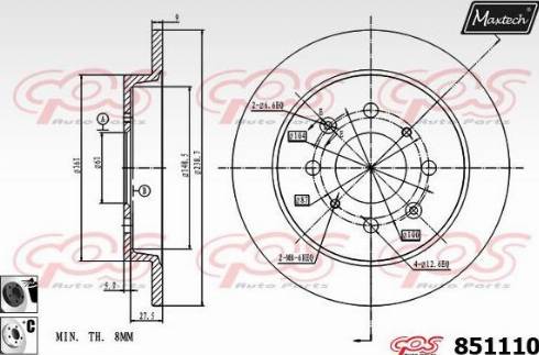 Maxtech 851110.6060 - Bremžu diski autodraugiem.lv