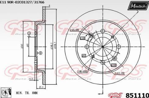 Maxtech 851110.0080 - Bremžu diski autodraugiem.lv