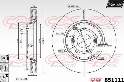 Maxtech 851111.6880 - Bremžu diski autodraugiem.lv