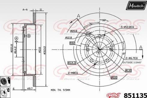 Maxtech 851135.6060 - Bremžu diski autodraugiem.lv