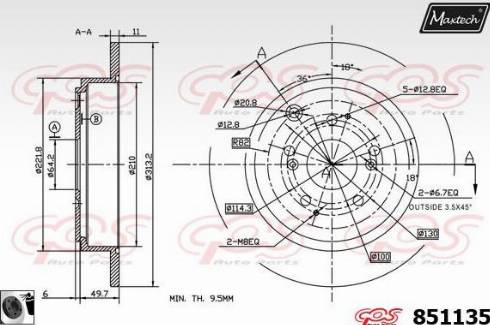 Maxtech 851135.0060 - Bremžu diski autodraugiem.lv