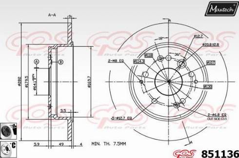 Maxtech 851136.6060 - Bremžu diski autodraugiem.lv