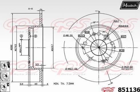 Maxtech 851136.6980 - Bremžu diski autodraugiem.lv