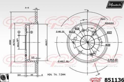 Maxtech 851136.0060 - Bremžu diski autodraugiem.lv