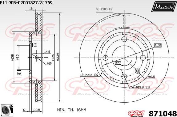 Maxtech 851130 - Bremžu diski autodraugiem.lv