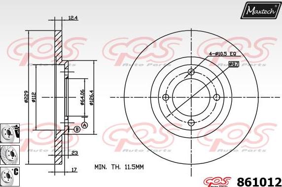 Maxtech 851123 - Bremžu diski autodraugiem.lv