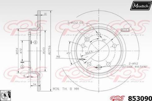 Maxtech 853090.0080 - Bremžu diski autodraugiem.lv