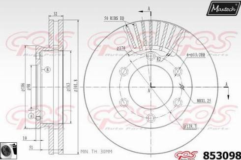 Maxtech 853098.0060 - Bremžu diski autodraugiem.lv