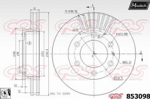 Maxtech 853098.0080 - Bremžu diski autodraugiem.lv