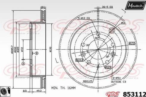 Maxtech 853112.0060 - Bremžu diski autodraugiem.lv