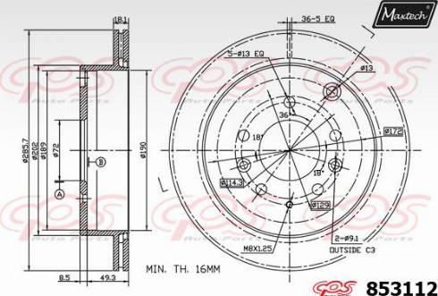 Maxtech 853112.0000 - Bremžu diski autodraugiem.lv