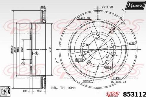 Maxtech 853112.0080 - Bremžu diski autodraugiem.lv