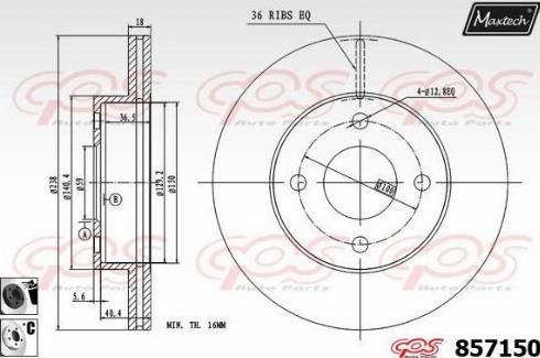 Maxtech 857150.6060 - Bremžu diski autodraugiem.lv