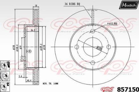 Maxtech 857150.6880 - Bremžu diski autodraugiem.lv