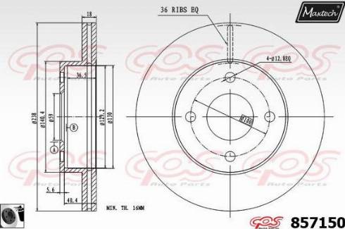 Maxtech 857150.0060 - Bremžu diski autodraugiem.lv