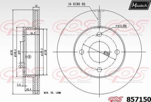 Maxtech 857150.0000 - Bremžu diski autodraugiem.lv