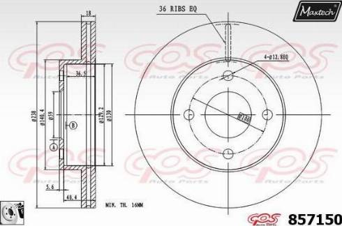 Maxtech 857150.0080 - Bremžu diski autodraugiem.lv