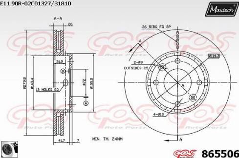 Maxtech 865506.0060 - Bremžu diski autodraugiem.lv