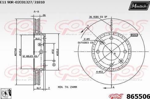 Maxtech 865506.0080 - Bremžu diski autodraugiem.lv