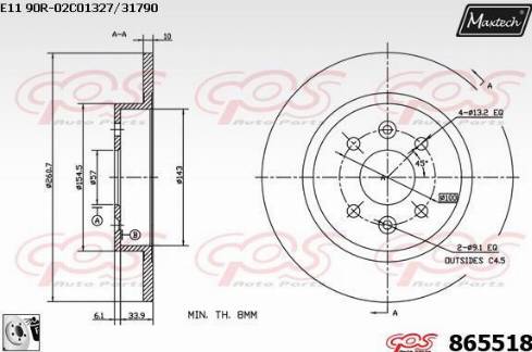 Maxtech 865518.0080 - Bremžu diski autodraugiem.lv