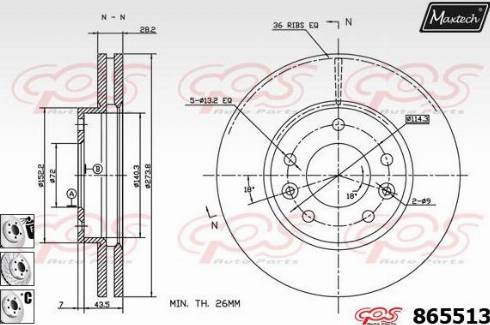 Maxtech 865513.6880 - Bremžu diski autodraugiem.lv