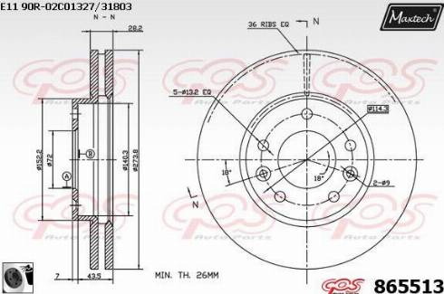 Maxtech 865513.0060 - Bremžu diski autodraugiem.lv