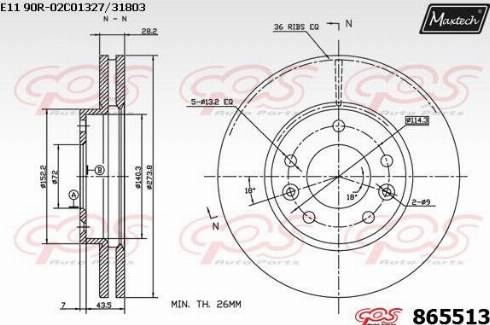 Maxtech 865513.0000 - Bremžu diski autodraugiem.lv