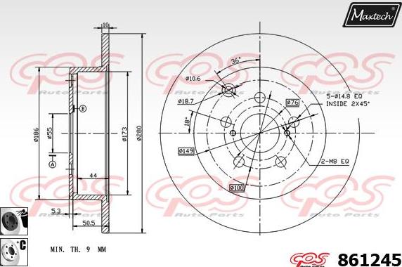 Maxtech 865259 - Bremžu diski autodraugiem.lv